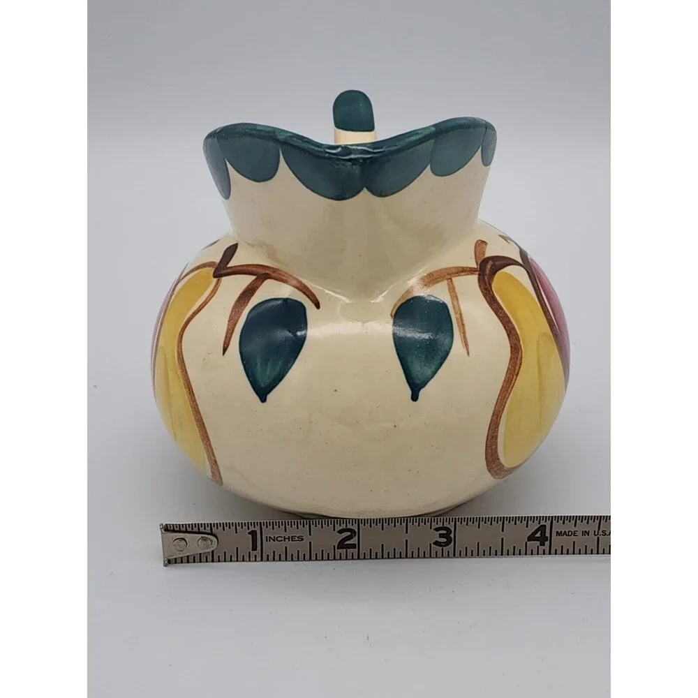 Puritan Slip Ware Pottery Apple & Pear Water Creamer Pitcher Vintage